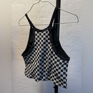 Checkered cropped halter top